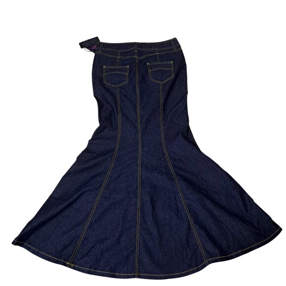Y2K Bisou Bisou Women's Mermaid Rocker Maxi Skirt Dark Denim Boho Sz 4 - Picture 2 of 9